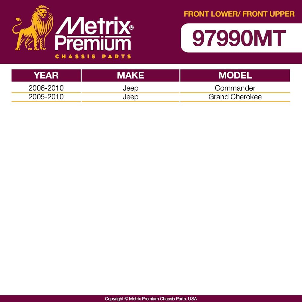 Metrix Premium Chassis Parts - 4 PC Front Upper & Front Lower Ball Joint Kit Fits 2006-2010 Jeep Commander, 2005-2010 Jeep Grand Cherokee, Replacement K80629, K80604, Made in Europe