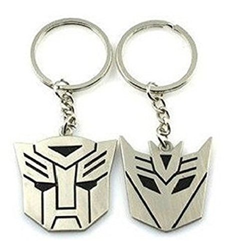 Juego of 2 Transformers Autobot & Decepticon Llavero Cadena de Acero Inoxidable Plateado
