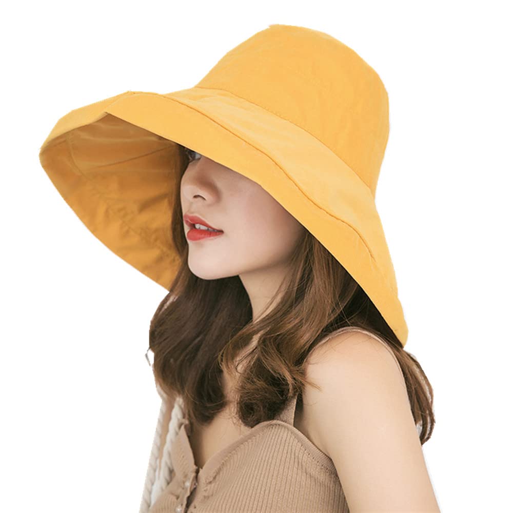 Petitefortune 2022 Novedad Mujer capeline Playa Plegable Sombrero de Sol de ala Ancha UPF 50+ Sombrero protección Solar Tapa Visor Anti UV Bob algodón Verano Visera Gorra Transpirable con Cuerda a Prueba de Viento