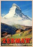 World of Art 'Jahrgang Reise in die Schweiz Zermatt Matterhorn – Auf Format A3 Papiere Glänzendes 250 g. Plakate Reproduktion