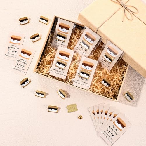 Image of Lyrow 24 Sets Appreciation Gifts Cute Marshmallow Pins with Cheer up Cards Cartoon Brooch Collar Pin Coworker Recognition Gifts for Back to School Teacher Student Staff Team
