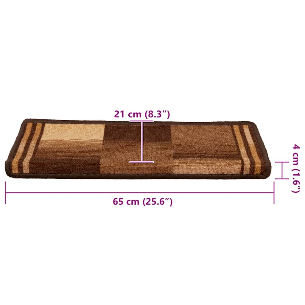 Samoprzylepne maty na schody brązowe, 5 szt. 65 x 21 x 4 cm, z poliamidu, antypoślizgowe i tłumiące dźwięki, na schody, korytarz, wejście, do domu i mieszkania