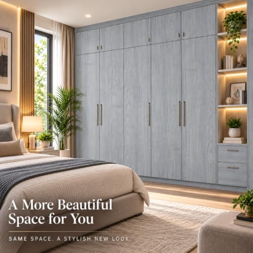 Image of HOME13 Wood Grain Wallpaper Peel and Stick Wood Contact Paper Self Adhesive Removable Thicken Wooden Wall Paper for Kitchen Cabinets Drawer Shelf Liner Waterproof(12x48 Inch, Slate Wooden)