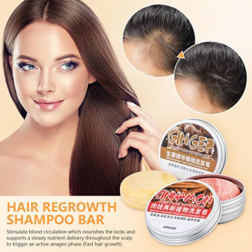 Shampoo Bars For Hair Growth,Natural Organic Cinnamon Ginger Hair Regrowth Shampoo Bar,Anti Hair Loss Shampoo Soap For Thinning Hair And Hair Loss,Anti-Dandruff And Anti-Itching Ginger Bar Soap,2Pcs Solid Shampoo And Conditioner Bar Set #TOP1