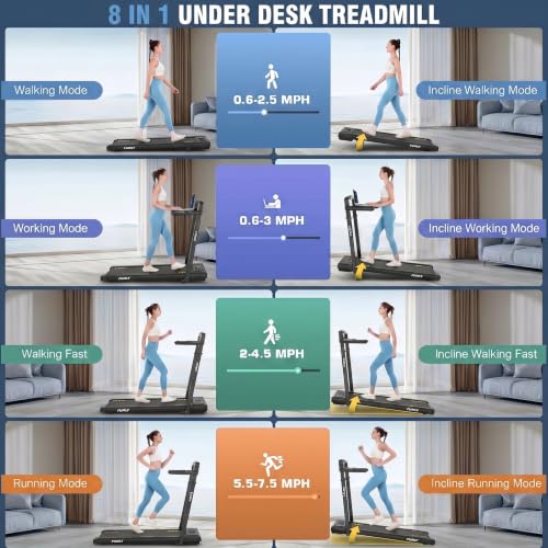 Image of FUNMILY Upgrade Walking Pad Folding Treadmill with 12% /15% Incline & Handle Bar, 3.5HP Foldable Under Desk Compact Treadmills for Home /Office /Gym, 400+lb Capacity, Shock Absorption