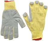 G & F 1680 CUT RESISTANT Work GLOVES-100% KEVLAR Knit, Extra Long Cuff, patched with Leather palm, CE Cut Resist Level 3, Size Large (1 pair)