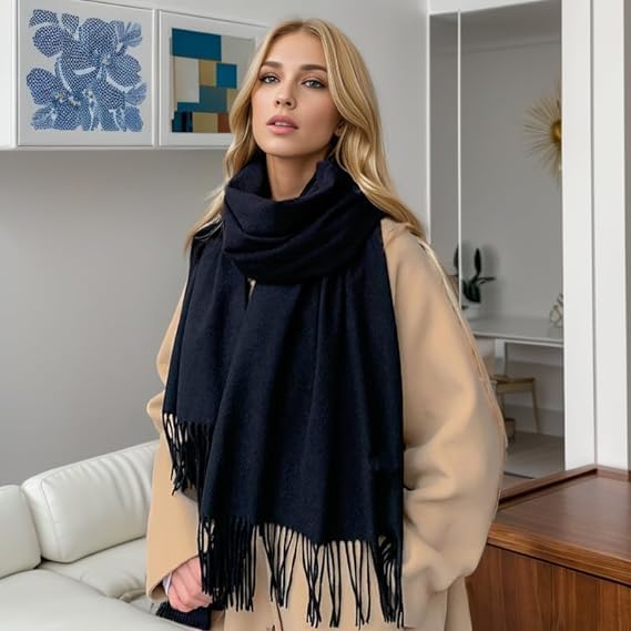 Bufanda de Cachemira Femenina 80'' x 27'' Bufanda de Regalo Femenina Pashmina Chal Suave y Cálida en Invierno Envuelta