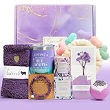 Get Well Baskets for Women, 9pc Happy Birthday Gifts, Lavender Sympathy Care Package Get Well Soon Relaxation Spa Gift Set for Her Mom Wife Girlfriend Bestie Mother Christmas