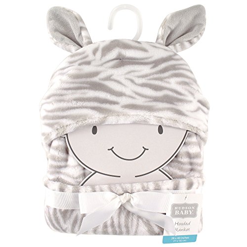 Image of Hudson Baby Unisex Baby and Toddler Hooded Animal Face Plush Blanket, Zebra, One Size
