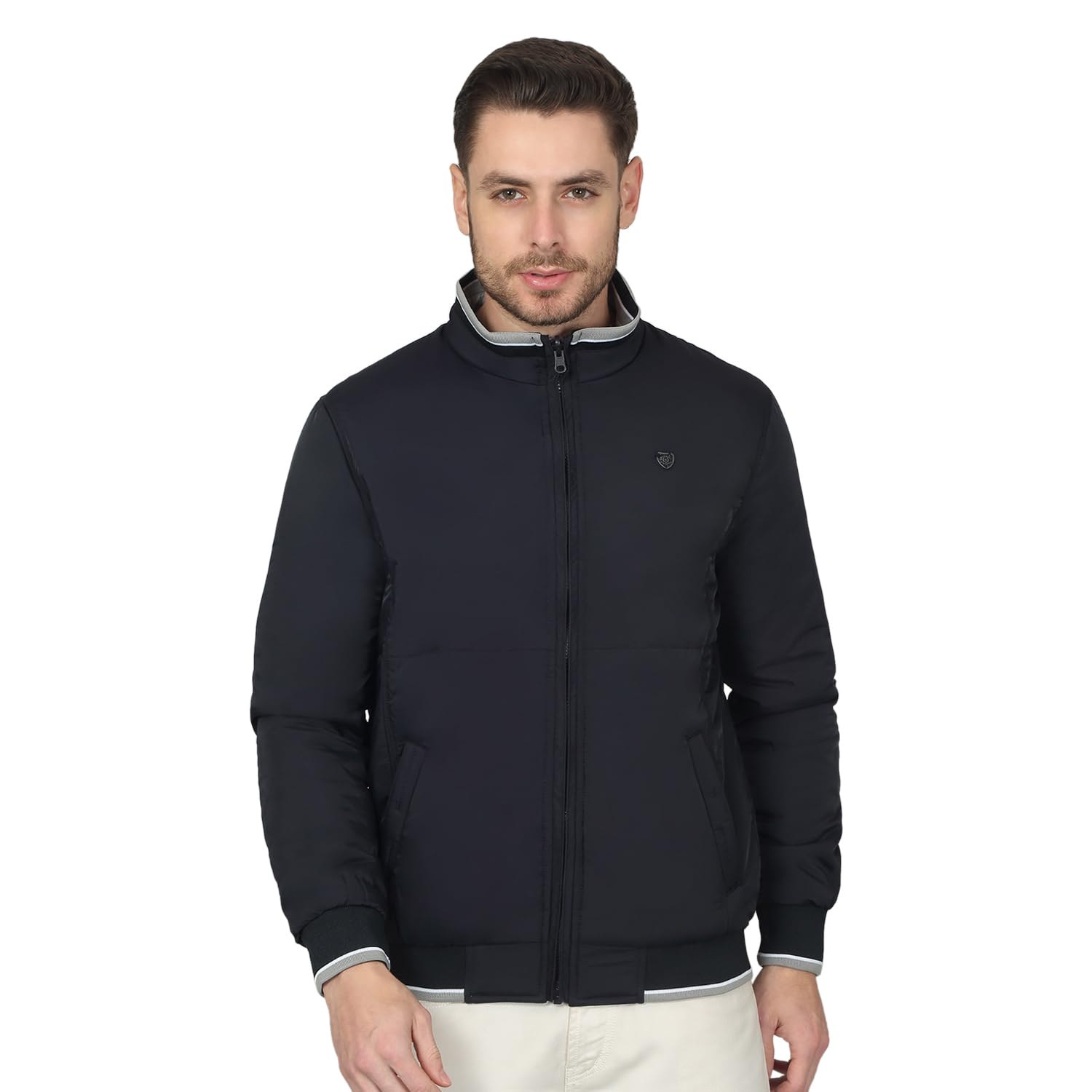 cantabil Solid Navy Blue Full Sleeves Mock Neck Regular Fit Men's Casual Reversible Jacket | Casual Winter Jackets for Men | Mens Jackets for Winter Wear (P_MJKT00296)-picture-38