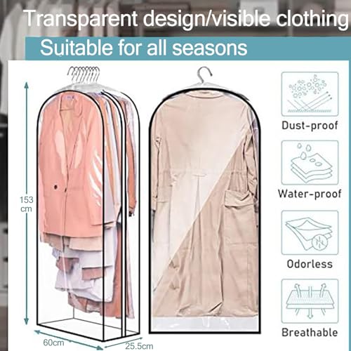 Housse de protection vêtement longue transparente rangement dressing