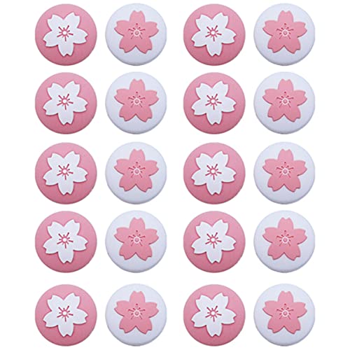 UKCOCO 20 Stück Kompatible Frauen-Konsolenabdeckung Griffe Daumenabdeckungensilikon Rock Joystick Weißes Spiel Silikonmaschine Für Zubehör Griffblüten Lite Kirschknopf Mit Kappenkappen Cover