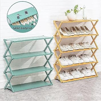 Foldable Bamboo Shoe Rack - Multi-Layer Storage Organizer for Living Room, Balcony, Porch - Stylish & Space-Saving Design - Versatile Shoe Storage Solution in Beige