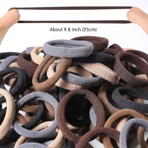 Image of Bessrung 100PCS Brown Seamless Elastic Hair Ties No Damage for Women Girls | Soft Stretch Hair Elastics, Snag-Free Hair Bands for Thick Thin Hair, Strong All-Day Hold, Hair Accessories for Everyday Use