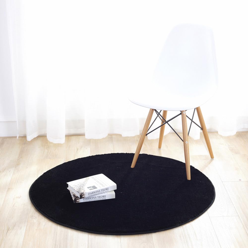 Tapis de style moderne pour salon rond 120 cm pelucheux et épais pour chambre à coucher
