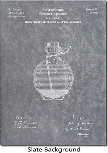 Grenade Fire Extinguisher Patent Print Art 1884