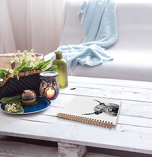 Negiga Rustic Farm Countryside Longhorn Highland Cow And Windmill Lined Spiral Journal Notebook 8.3×5.5 Inches Hardcover College Ruled Notebook Journal For Work Note Taking Journaling,Cow Lovers Gifts #TOP3