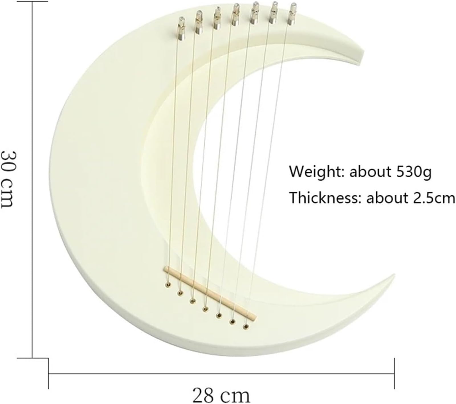 Lyra-Harfe, Halbmond, Lyra-Harfe, 7 Saiten, tragbares Lyra-Klavier, Mini-Saitenmusikinstrument mit Anleitung, Stimmschlüssel
