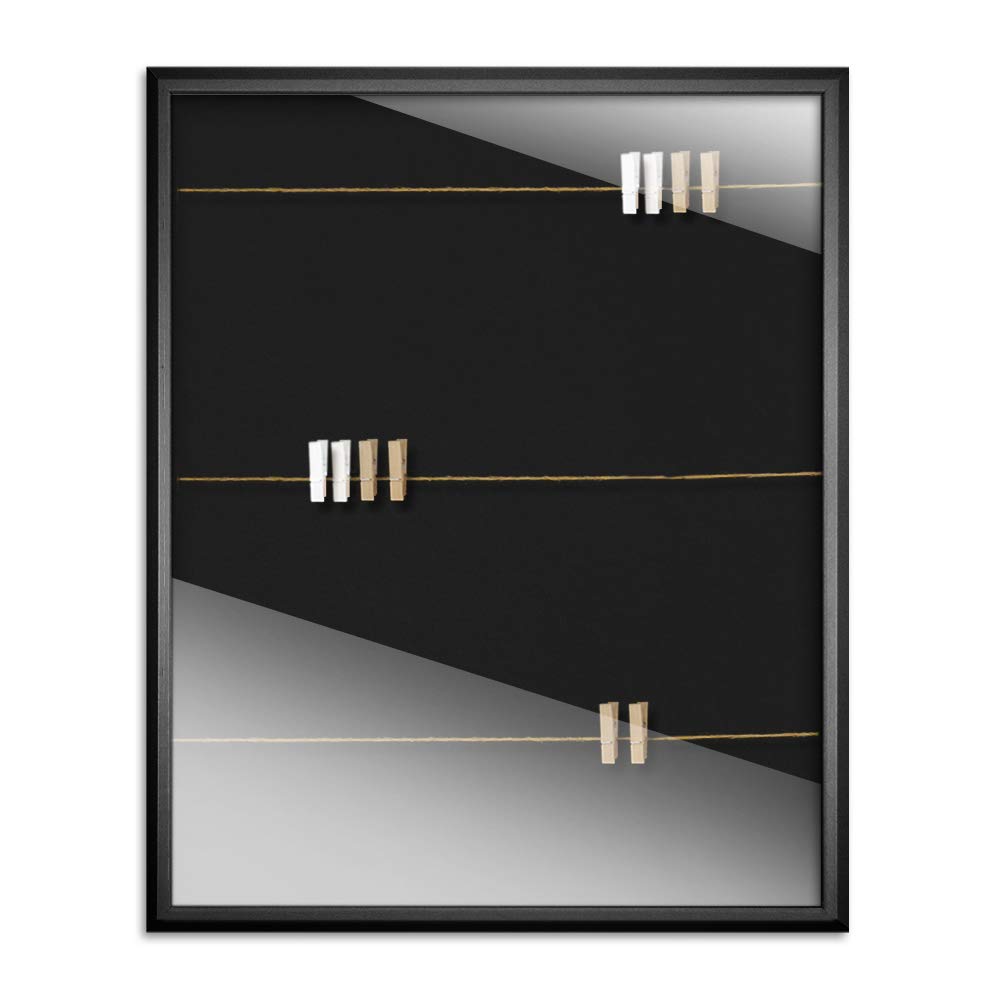 Bildershop-24 Marcos para Fotos, Fotos, Fotos, Calzado de bebé, Incluye 20 Pinzas y cordón 13 x 18 cm Varianto35 Negro con paspartú Azul, MDM, Negro, 20 X 40 cm