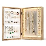 Tektalk Schmuckschatulle mit eingebauten LED-Leuchten, hängendem Schmuck-Organizer, Schmuckhalter/Aufbewahrung/Etui für Halskette, Ohrringe, Ringe, Armbänder usw., Geschenk für Frauen und Mädchen
