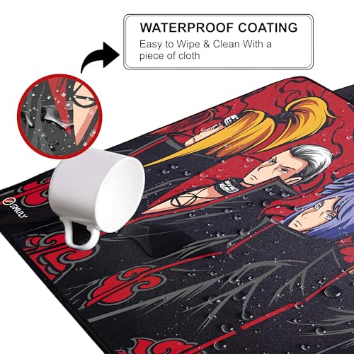Image of Akatsuki Anime Mouse Pad 18x36 Inch 3mm Extended Gaming Desk Mat with Anti-Slip Rubber Base Mousepad for Smooth Surface Desk pad for PC & Laptop Use Waterproof & Stiched (Multicolour) Deskpad