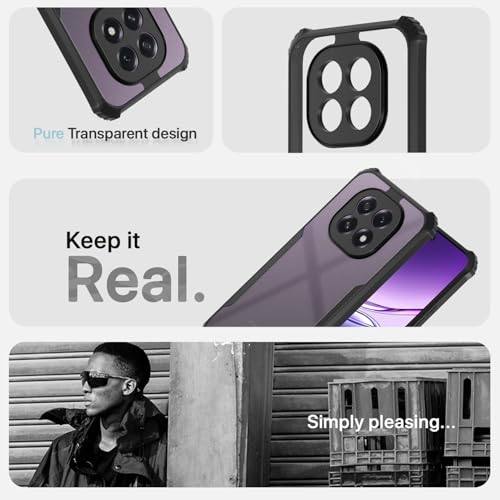 Image of Pikkme Back Cover for Oppo F29 5G | Ultra Hyrbid | Full Camera Protection | Raised Edge | Crystal Clear Transparent Bumper Case (Black)