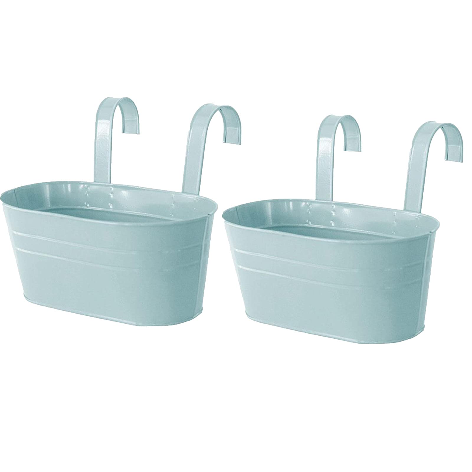 SJDWDX Flower Pots, 2 Pcs Metal Iron Oval Hanging Flower Pots, Removable Hanging Planters Flower Holders with Detachable Hook for Windows, Fences, Balconies, Gardens and Terraces