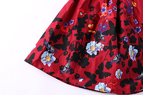Taydey A-Line Pleated Vintage Skirts For Women (2Xl, Wine Red Flower) #TOP3