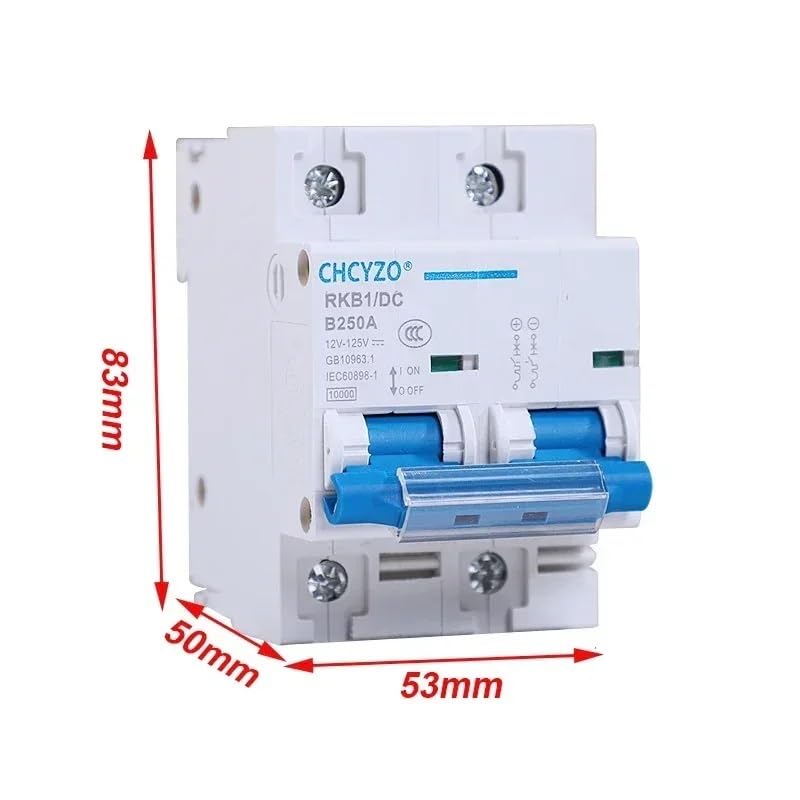 Magnetotermico 16a Disyuntor de CC en miniatura, 2 polos, 12-125 V, protector automático for vehículos eléctricos, 80 A, 100 A, 125 A, 200 A, 250 A, protección de batería, fuga segura, distribución de