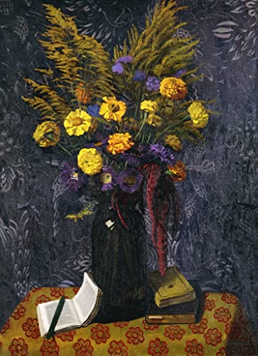 Cuadro para pared de margaritas moradas y gavillas doradas de Vallotton, 60x90