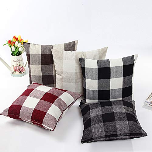 Hoplee Large Throw Pillows Farmhouse Pillow Covers 24X24 Inches Decorative Black And White Buffalo Plaid Outdoor Pillow Cover Set Of 2 #TOP6