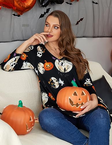 Image of LARACE Tunics 3 /4 Sleeve Plus Size Tops for Women V Neck Loose Fit Flowy Clothing for Leggings