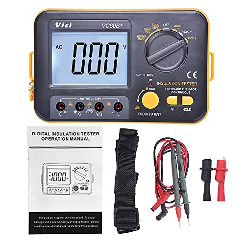 VCB60+ Medidor de resistencia de aislamiento digital Megger Megohm 1000V 0.1~2000MΩ (negro + naranja)