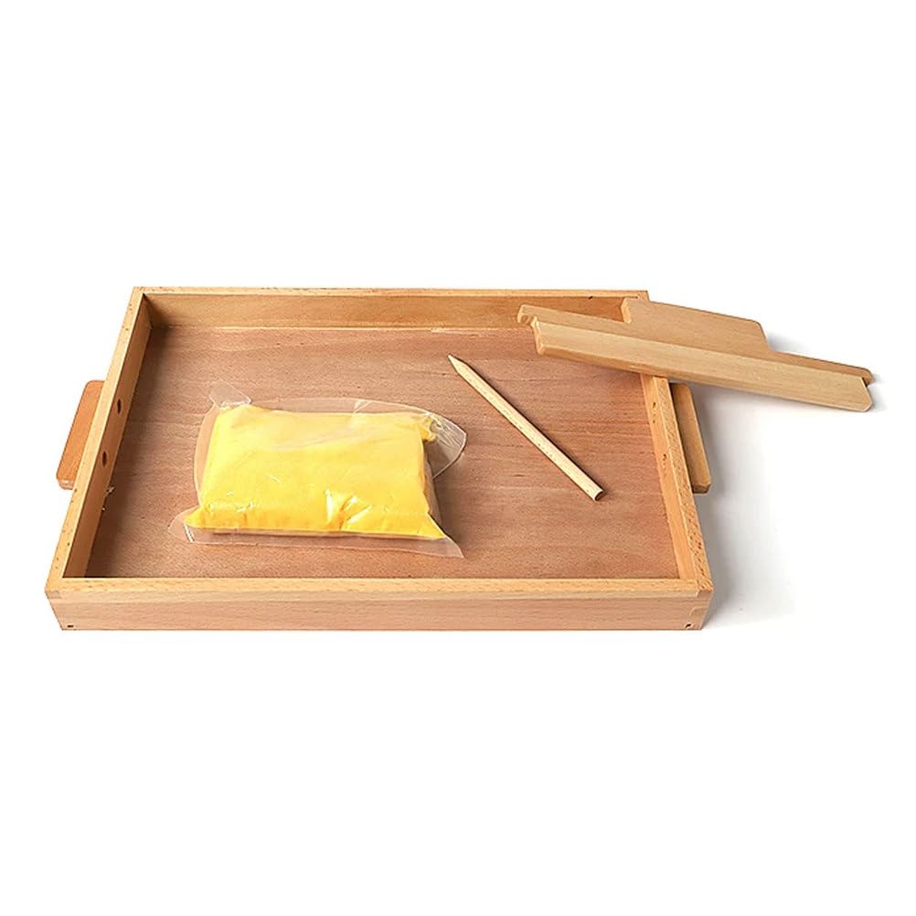 ttnmrc Montessori Wooden Sand Tray Set | Letter & Number Writing Practice Sensory Toy | with Scraper, Stylus & Sand