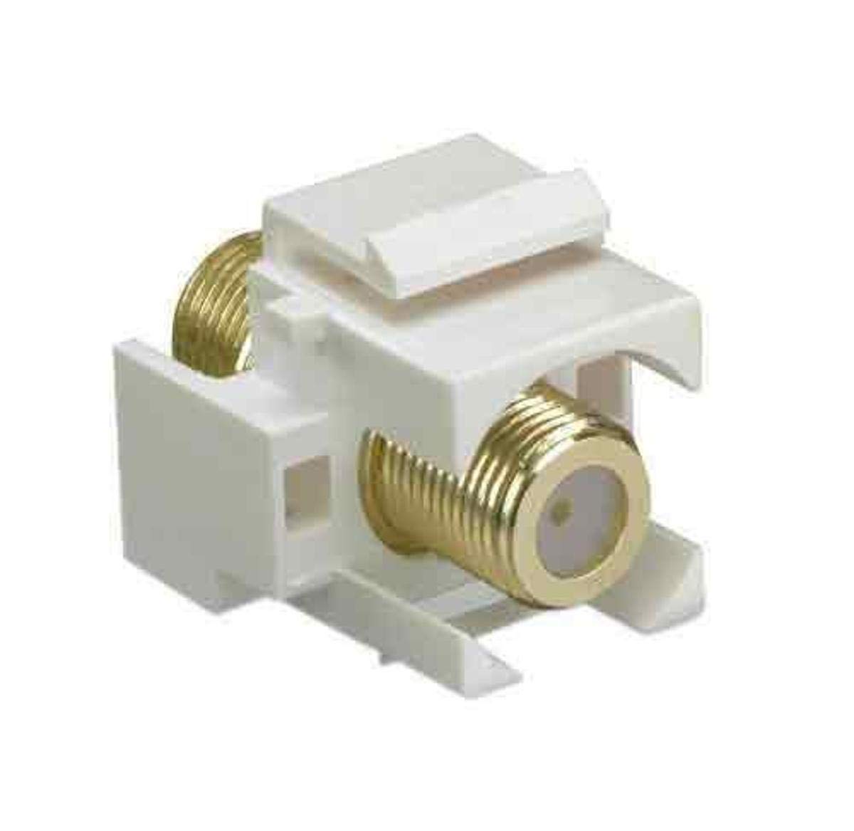 Conector F empotrable On-Q WP3481WH50 para renovar tomas de antena de televisión en color blanco