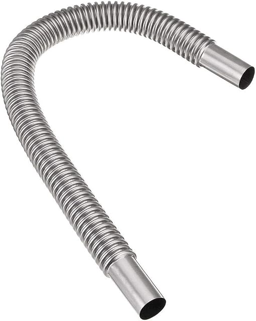 WSDF 60x2.5cm Stainless Steel Air Heater Tank Exhaust Pipe for Auto Car Truck Boat, Round Diesel Gas Vent Hose for Parking Air Heater(silver)