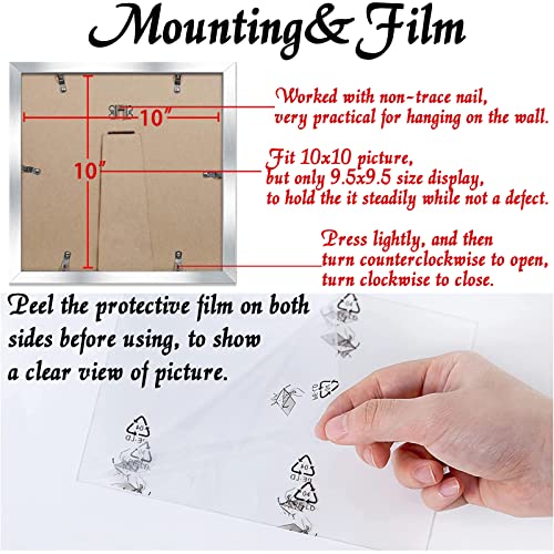 Keibiubu Silver Picture Frame, 10X10 Picture Frame For Square Photo Poster Canvas Certificate Document Display Horizontally Or Vertically High Transparent Wall Gallery(Size 10 X 10 Inches) #TOP4