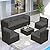Crownland 7-Piece Outdoor Patio Furniture Sets, All-Weather Black Wicker Rattan Sectional Sofa, Modern Glass Coffee Table and Washable Seat Cushion with YKK Zipper (Grey)