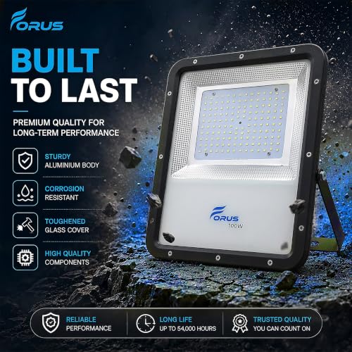Image of Forus 100W Blue Color Flood Light Outdoor LED Waterproof Decorative Focus Lamp for Home Garden Events Security Terrace Landscape Pathway Building Festival Stage Party Celebration Lighting - 1 Pc