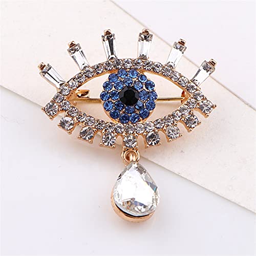 YAOLUU Generic Mode Brosche Augenbroschen Frauen Mode Schönheit Kristall Blaue Augen Pins Kleidung Verzierungen Hochzeit Party Mädchen Geschenk Kleidung Boutonniere Brosche Pin Cover