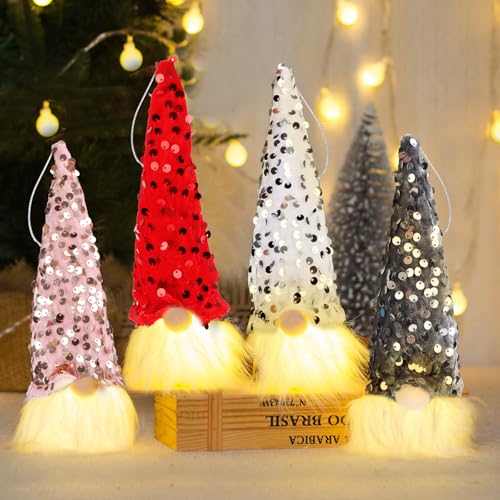 Jognee LED Weihnachtsdeko Wichtel, 4 Set Weihnachtswichtel Figuren,...