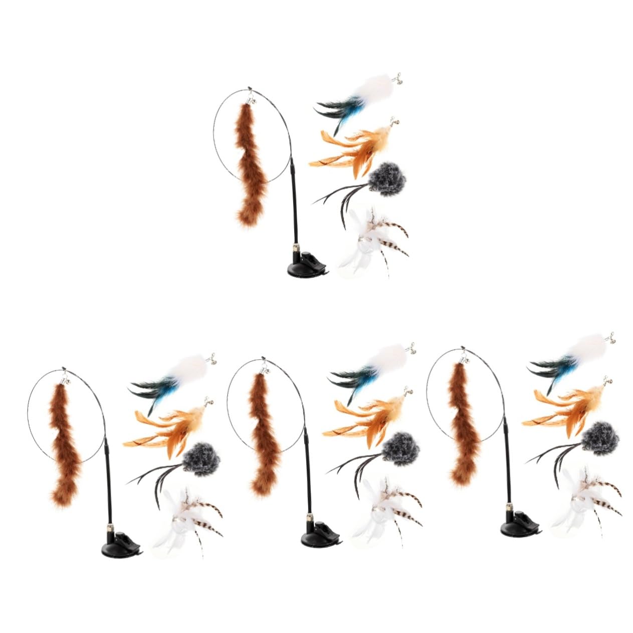 INOOMP 24stücke Katzenspielzeug Teiliges Plüsch Teaser-Sticks Für Katzen Interaktive Spielzeuge Mit Saugnapf Selbstspiel Und Unterhaltung Für Haustiere Stimuliert Die Neugier Und
