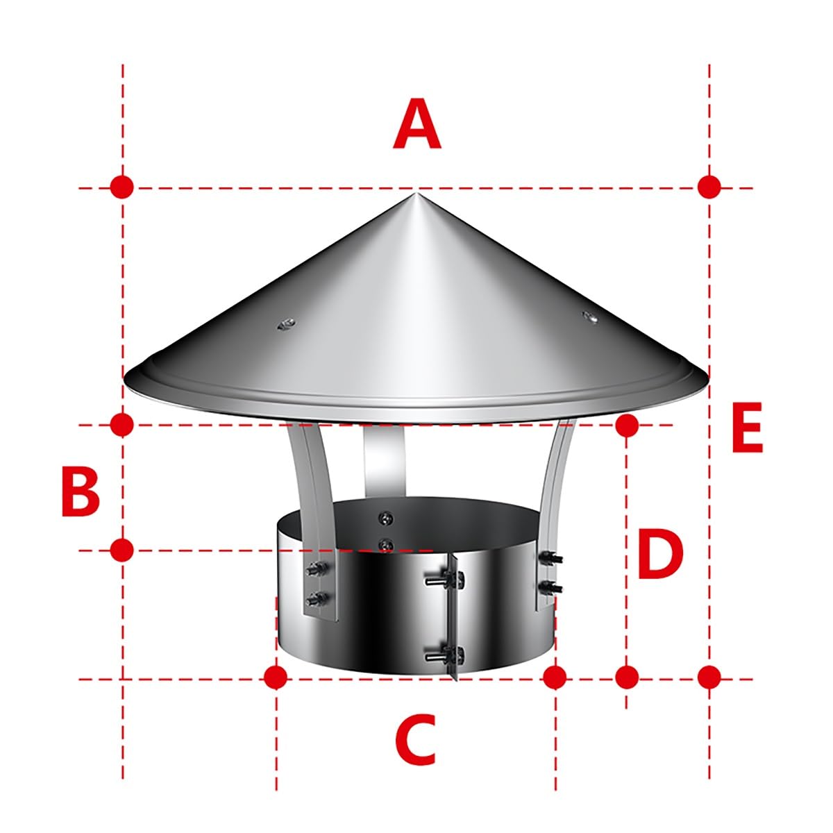 Tapas de Chimenea de Acero Inoxidable for Respiraderos de Techo, Tapa de Chimenea Redonda de 80 mm A 300 mm, Accesorios for Chimeneas, Sombrerete de Chimenea, Sombrerete de Techo(Take over 80mm)