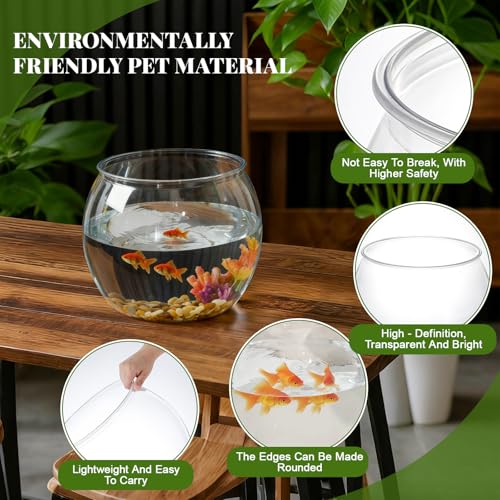 Geelin 1.5 Gallon Plastic Fish Tank Large Bowl Shatterproof with Crystal Clear Clarity for Terrarium, Flower Vase Centerpiece Gift for Fish Lovers (Round) by Geelin - Image 4