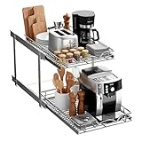 2-TIER PULL OUT CABINET ORGANIZER: Maximize kitchen space with dual pull-out shelves that slide independently for full-extension access. Easily organize cookware, pantry items, or cleaning supplies in hard-to-reach cabinets. HEAVY-DUTY STEEL FRAME: B...