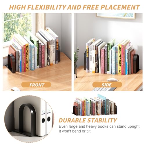 Buchstützen Metall, Bookends Verstellbare, Buchstütze für Regal, Rutschfester Bücherstützen Metal für Schreibtisch Büro Schule Zuhause Bibliothek, Schwarz, 1 Paar