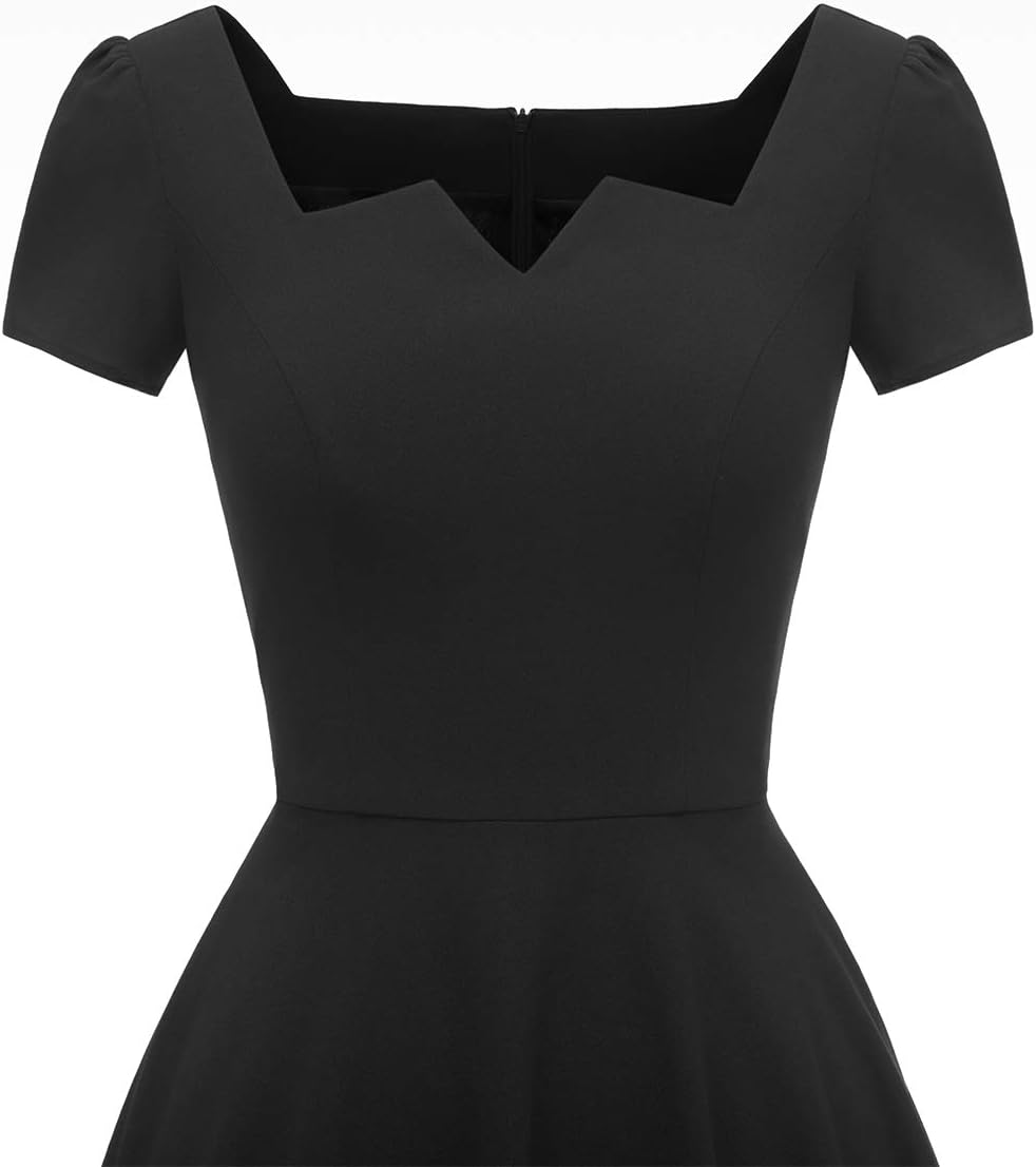 Girstunm Women's Classic Tea Dress Short Sleeve Swing Cocktail Party Dresses with Pockets - Image 5