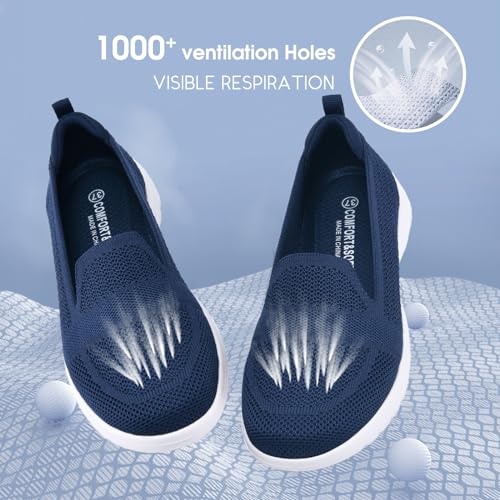 Image of Buyrew Loafers for Women - Comfortable Mesh Knit Slip On Walking Shoes with Arch Support - Dressy Business Casual Work Flats for Standing All Day - Lightweight Breathable Penny Loafers