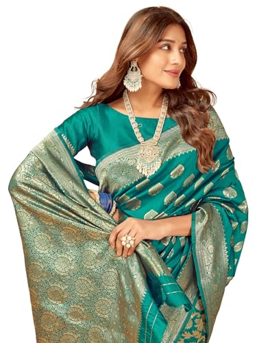 Image of SIRIL Women's Banarasi Soft Silk Saree Pure Silk with Unstitched Blouse Piece