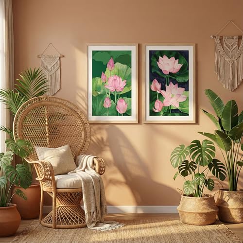 Image of NoWorries Minimal Wall arts decor Painting With frames for home decoration /Wood frame Wall decor for living room and Bedroom Area - floral art Minimalist frames for Home /Cafe (Theme - floral art) (Synthetic Wood frame) (Leminated 300 GSM Print) (framed, Multicolur) Set of 2
